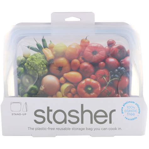 Stasher, Reusable Silicone Food Bag, Stand Up Bag, Clear, 4.5 oz (128 g ...