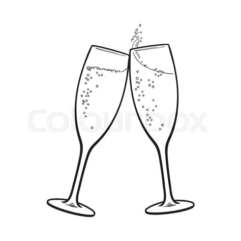 Pair of champagne glasses, set of ... | Stock vector | Colourbox