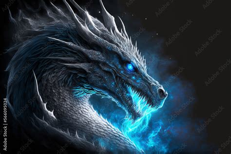 Blue Dragon Breathing Fire