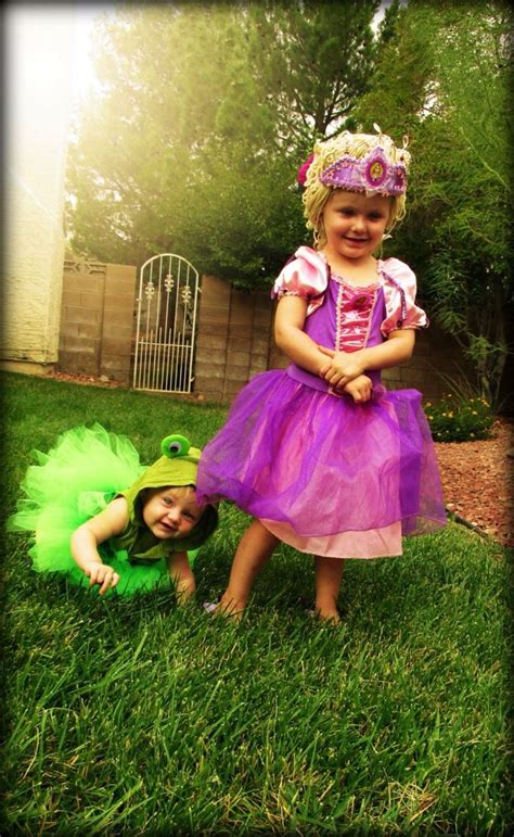 Rapunzel pascal tangled sibling family costume | Sister halloween costumes, Sibling halloween ...