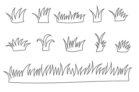 Hand Drawn Grass Silhouette Vector Collection Set Of Grasses Outline ...