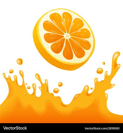 Orange juice splash Royalty Free Vector Image - VectorStock