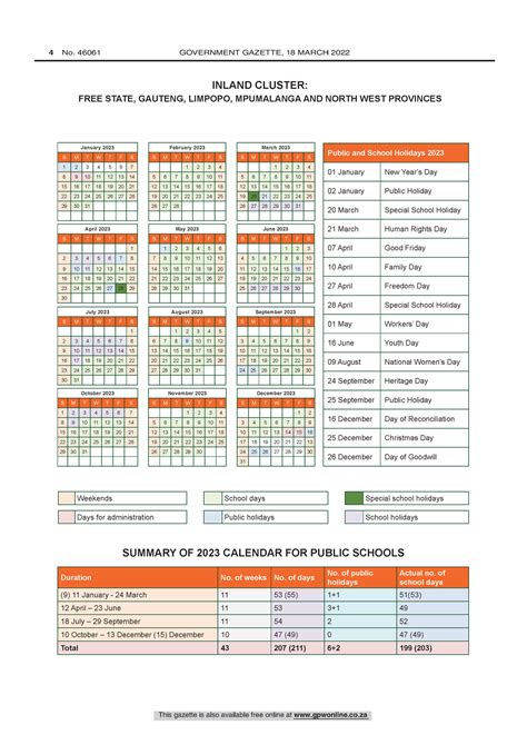 2023 School Calendar - This gazette is also available free online at gpwonline 4 No. 46061 - Studocu