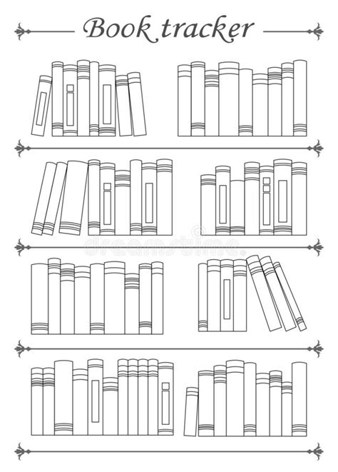 Printable Book Tracker. Many books on a bookshelf vector illustration stock illustration ...