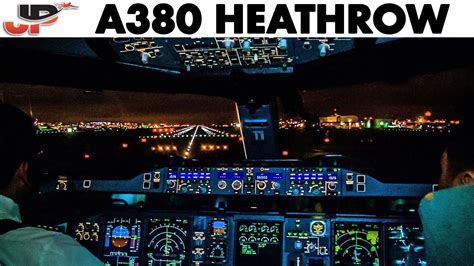 AIRBUS A380 Night Takeoff from London Heathrow | Cockpit Views - YouTube