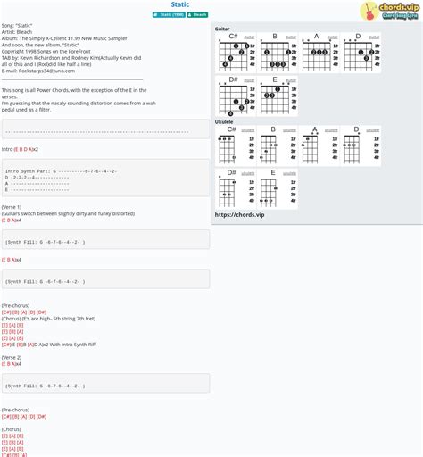 Chord: Static - tab, song lyric, sheet, guitar, ukulele | chords.vip