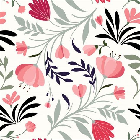 Premium Vector | Hand drawn seamless pattern with decorative flowers and plants | Padrões de ...