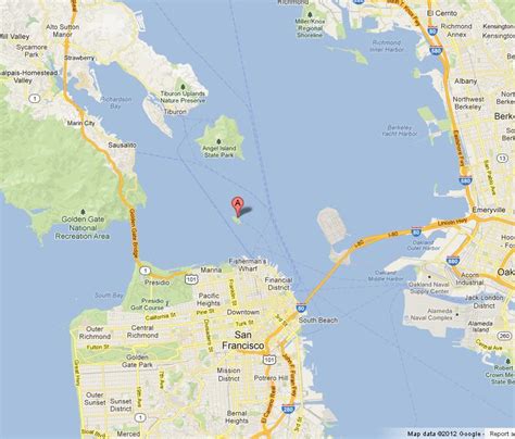 Alcatraz on Map of San Francisco Bay