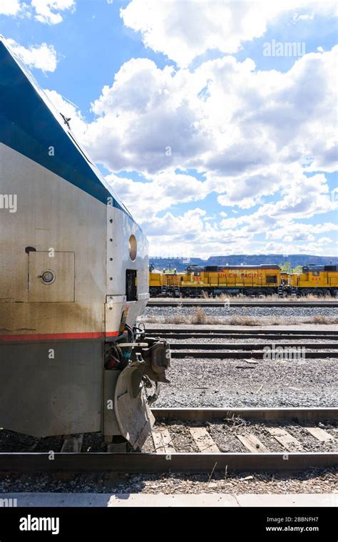 Front of Amtrak GE P42DC with Union Pacific locomotives in the ...