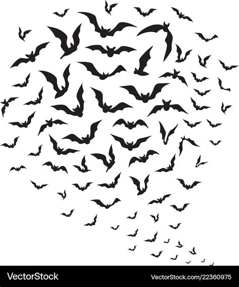 Halloween flying bats swarm of bat silhouettes Vector Image