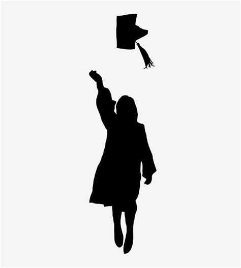 Graduation Girl Silhouette Vector PNG