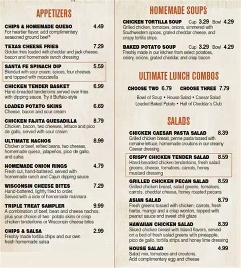 Cheddar's Scratch Kitchen Menu - Urbanspoon/Zomato