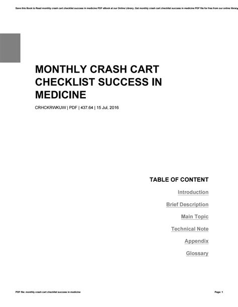 Monthly crash cart checklist success in medicine by hezll7 - Issuu