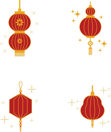 Chinese New Year Red Lantern Icon Set. 36893147 Vector Art at Vecteezy