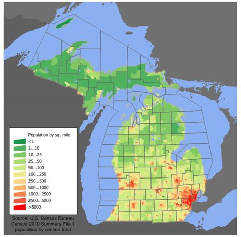 Michigan Population Map USA