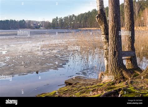 early spring with melting ice and snow Stock Photo - Alamy