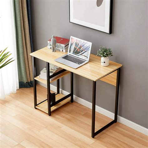 Computer Desk 39.4" Small Spaces Writing Desk with Storage Shelves for Home Office & Bedroom ...