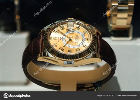 Luxury Swiss watch Rolex in showcase window Official Dealer – Stock ...