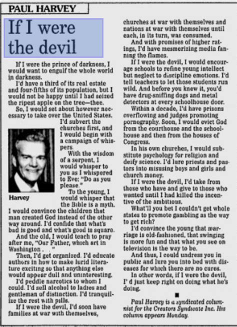 Appalachian Irishman: “IF I WERE THE DEVIL” – Inspired by Paul Harvey ...