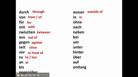 german prepositions and meanings