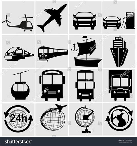 Transport Transportation Set Isolated Vector Icons Stock Vector 126286958 - Shutterstock