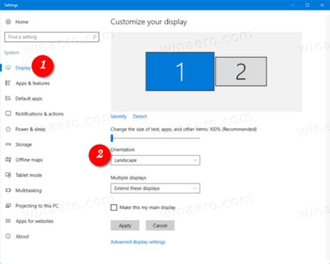 Change Display Orientation in Windows 10