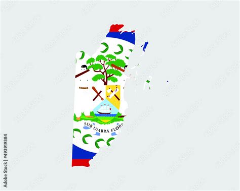 Belize Map Flag. Map of Belize with the Belizean country flag. Vector ...