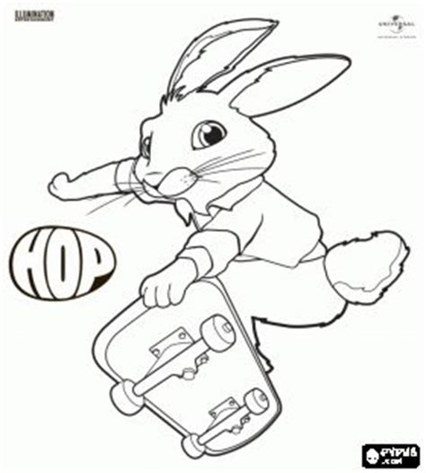 hop coloring pages free printable | The bunny EB with his skate on film Hop coloring page ...