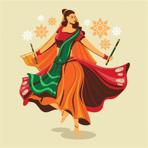 Premium Vector | Illustration of woman playing garba dance for india ...