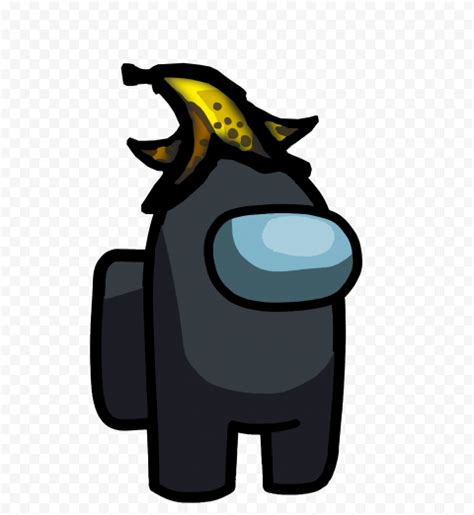 HD Black Among Us Crewmate Character With Banana Hat PNG | Citypng