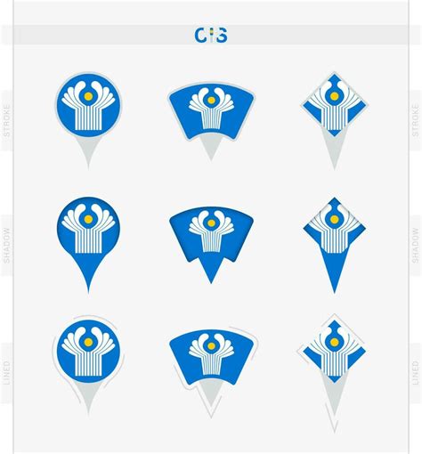 CIS flag, set of location pin icons of CIS flag. 23404088 Vector Art at ...