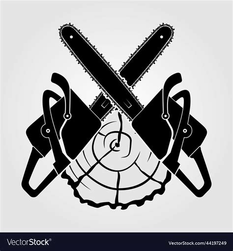 Crossed chainsaws and tree trunk cut isolated Vector Image