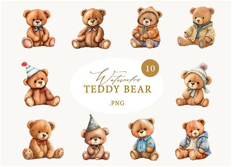 Watercolor Teddy Bear Baby Shower Set Graphic by NassyArt · Creative ...