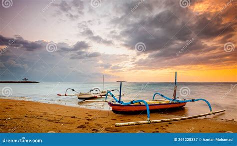 Sunrise at Karang Beach or Sanur Beach in Bali Stock Image - Image of ...