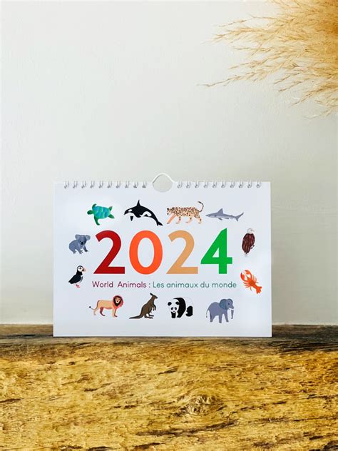 2024 Calendar, Animals, World Animals, Bilingual Calendar, Kids ...