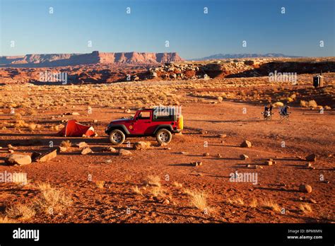 Camping long the White Rim Trail at the Airport Campground, Islands Stock Photo, Royalty Free ...