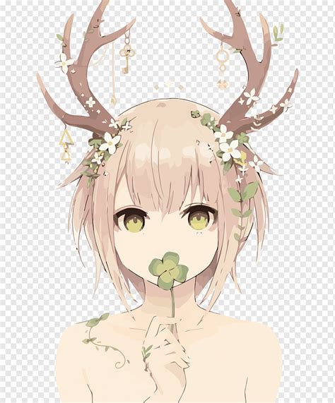 Anime Drawing Deer Female Art, Anime, antler, mammal, hair Accessory png | PNGWing