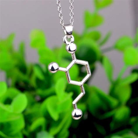 N358 Fashion jewelry Biology Jewelry Science Themed Jewelry Serotonin Molecule Necklace Science ...