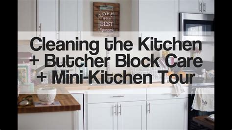 Cleaning Kitchen + Butcher Block Care + Mini-Kitchen Tour - YouTube