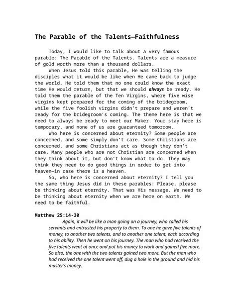 (DOCX) Parable of the Talents (Sermon) - DOKUMEN.TIPS