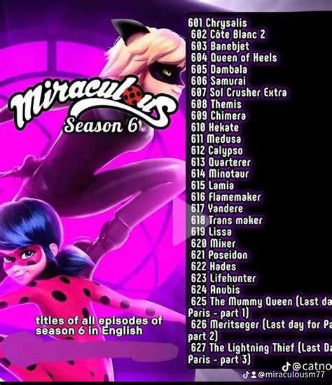 Miraculous ladybug 🐞 Season 6 Episodes List?!👀🐈‍⬛ : r/MircalousLadybugGroup