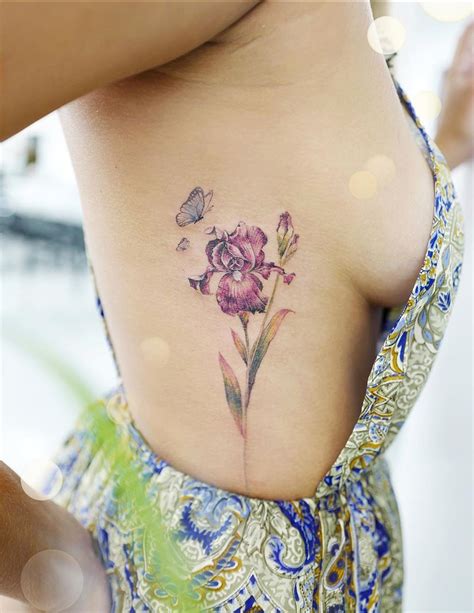 Iris flower Side Tattoo