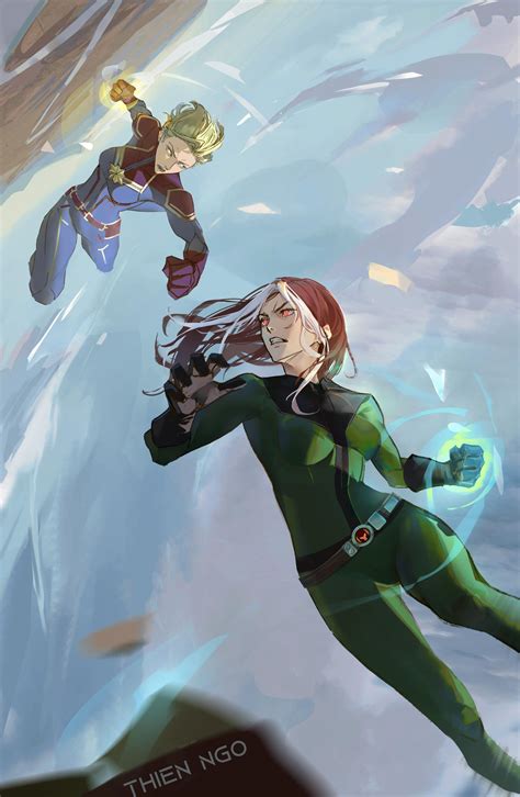 Rogue vs Captain Marvel by thienngo on DeviantArt