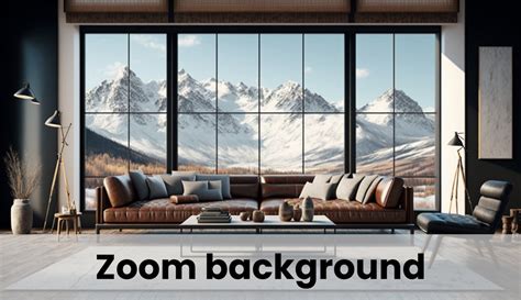 Zoom Virtual Background, Mountain Home Office Modern With Snowy Peaks ...