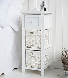 Bar Harbor narrow white bedside table 25cm wide. The White Lighthouse Bedroom furniture