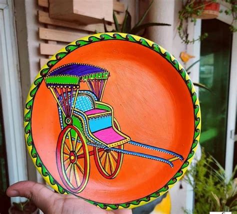 Round Glossy Terracotta Plate Wall Painting, For Decoration, Size: 8 Inch at Rs 350/piece in Khurja