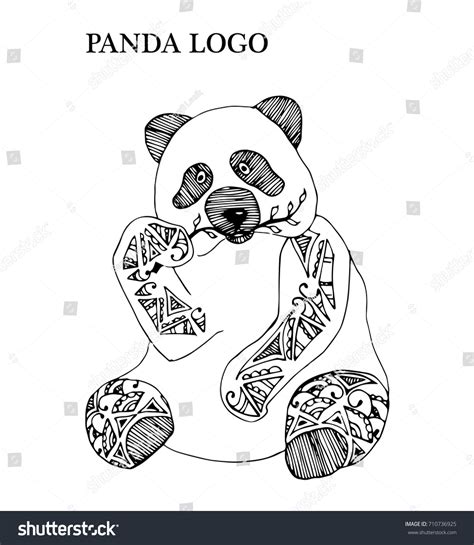 Line Art Black Panda Hand Isolated Stock Vector (Royalty Free) 710736925