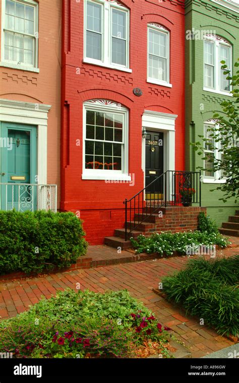 USA Washington DC Georgetown Row houses Stock Photo, Royalty Free Image ...