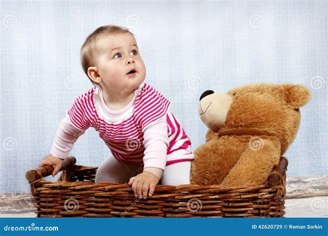 Happy Little Toddler Laughing in the Basket Stock Image - Image of little, daughter: 42620729