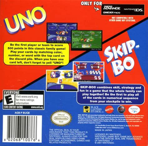 Uno / Skip-Bo Box Shot for Game Boy Advance - GameFAQs